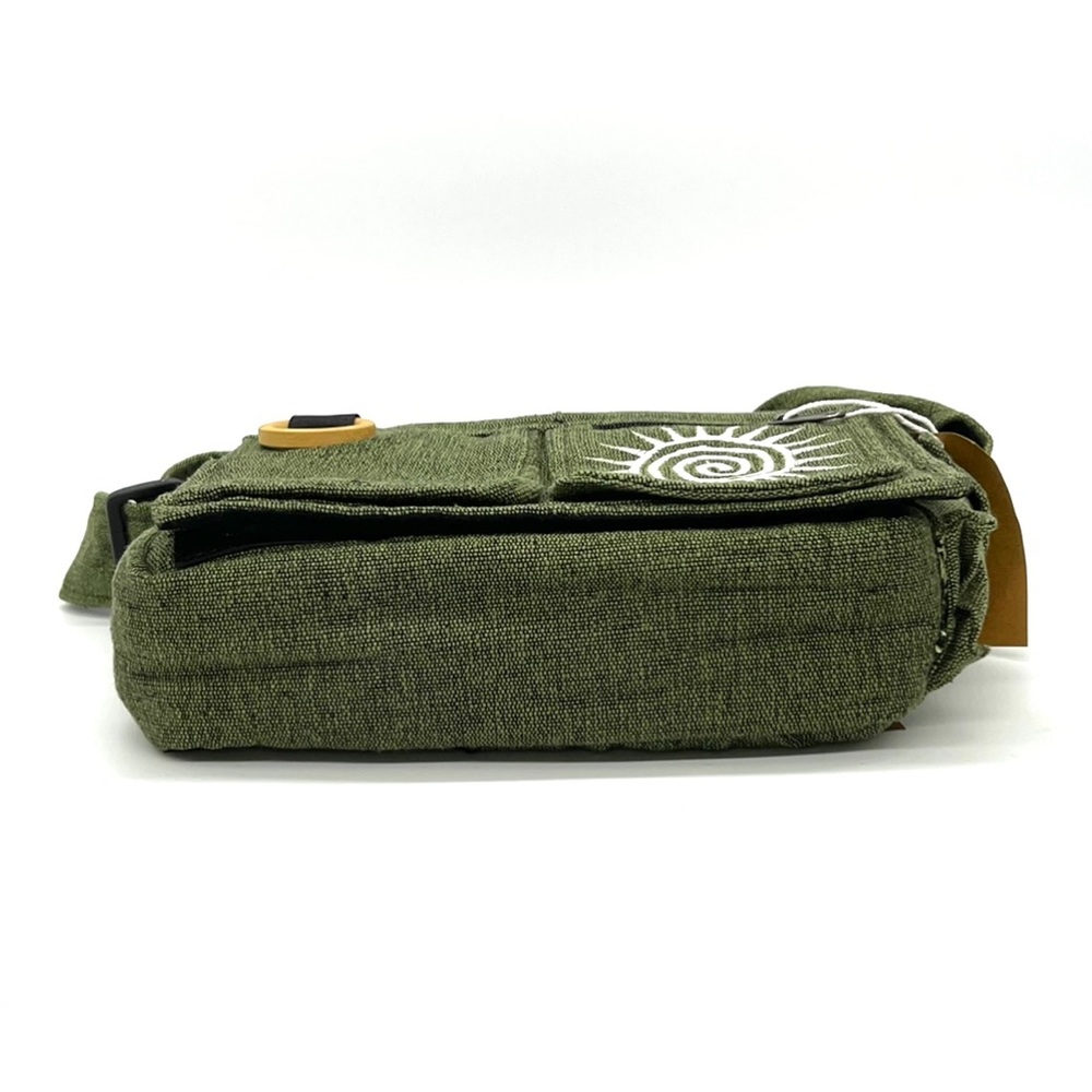 Green Messenger Bag Handmade Cotton Bag Sustainable Vegan Gift - Picture 3 of 8